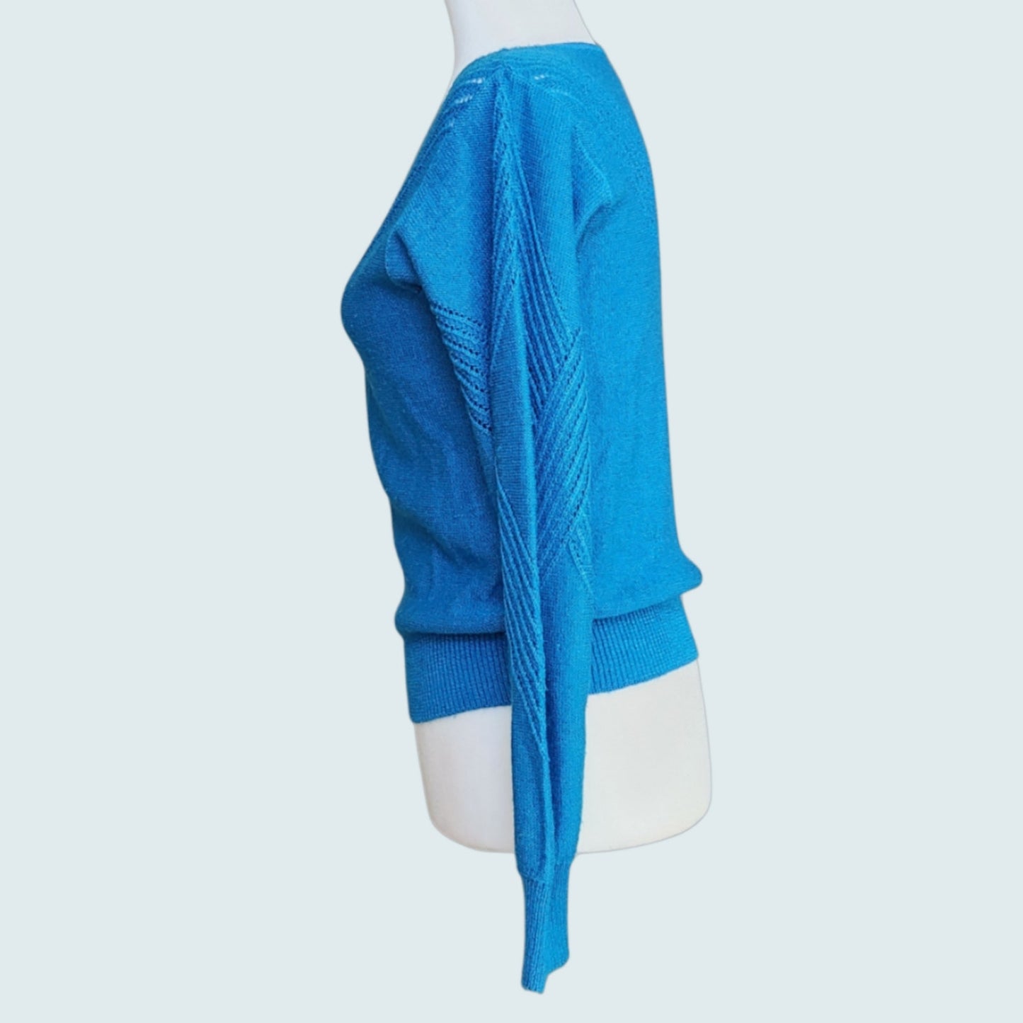 Vintage Oscar de la Renta Bright Blue Knit Sweater | 1980s Knitwear | Women's S