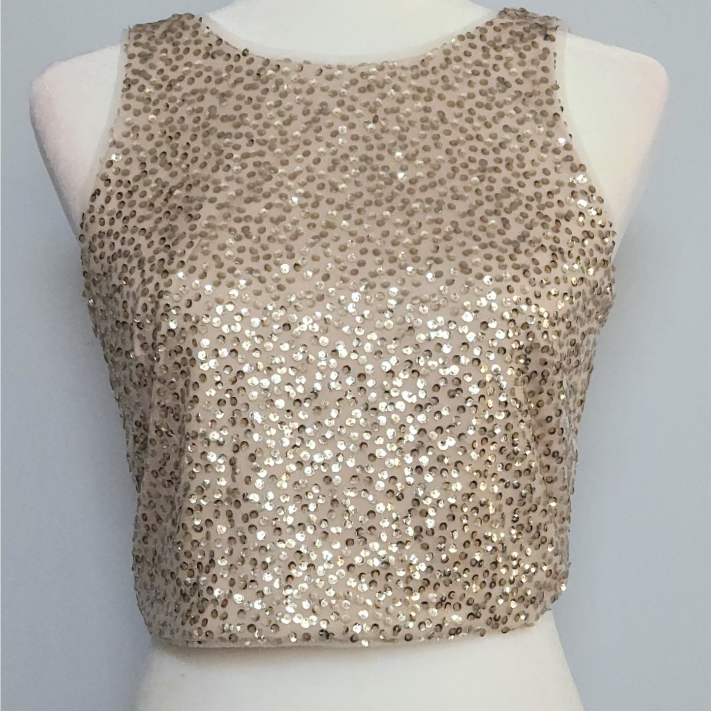 Adrianna Papell Champagne Sequin Sleeveless Evening Top | Women's 6
