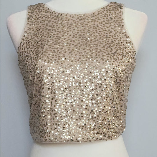 Adrianna Papell Champagne Sequin Sleeveless Evening Top | Women's 6