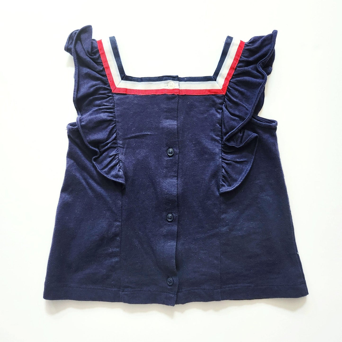 Janie and Jack | Patriotic Flutter Sleeve Navy Ponte Top | Toddler Girls 3