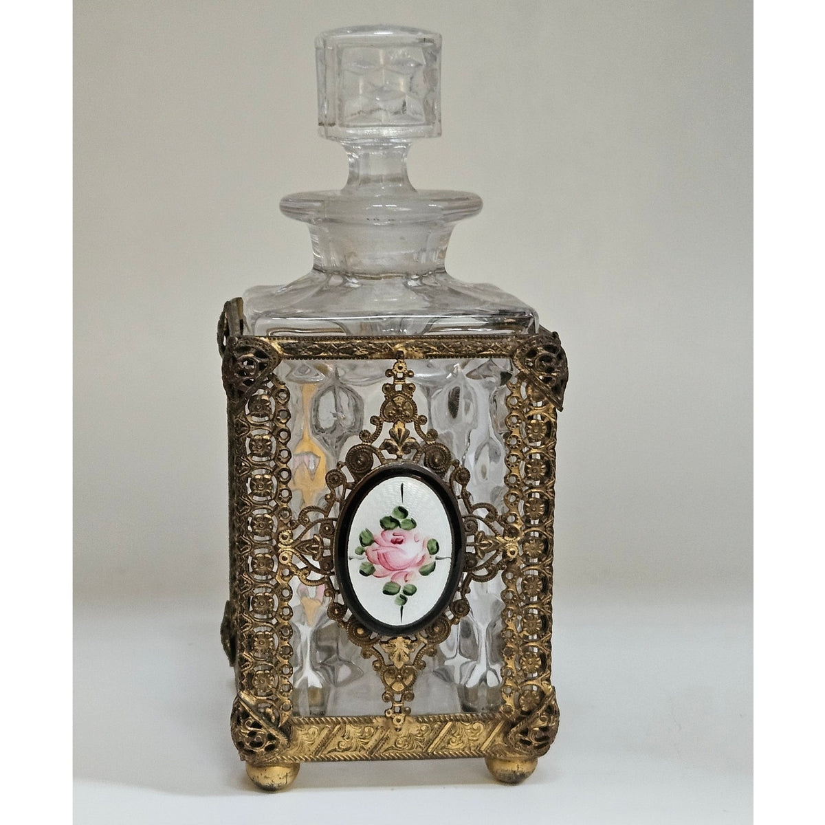 1950s Gold Gilt Filigree Perfume Bottle