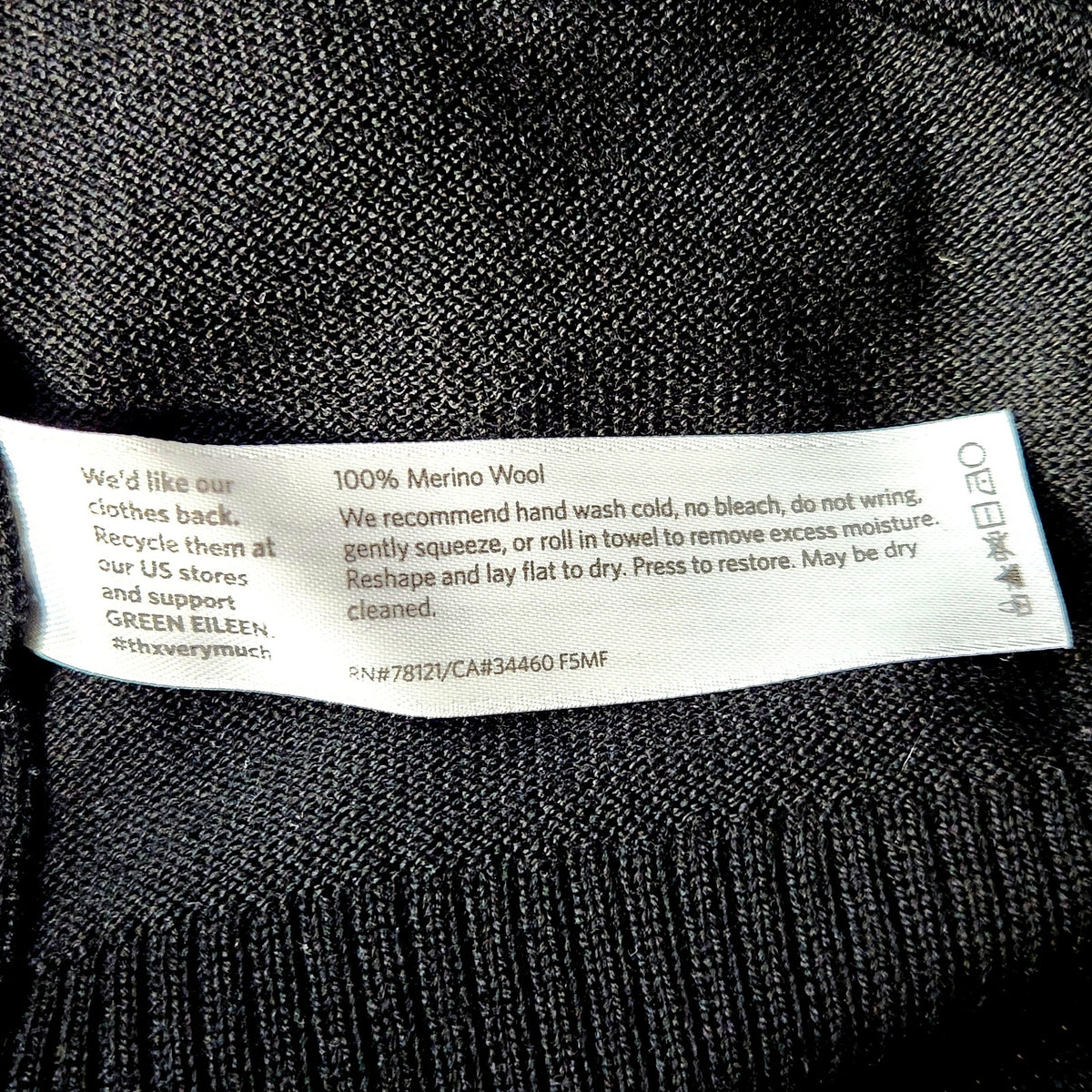Eileen Fisher Merino Wool Black Tunic Sweater | Women's M