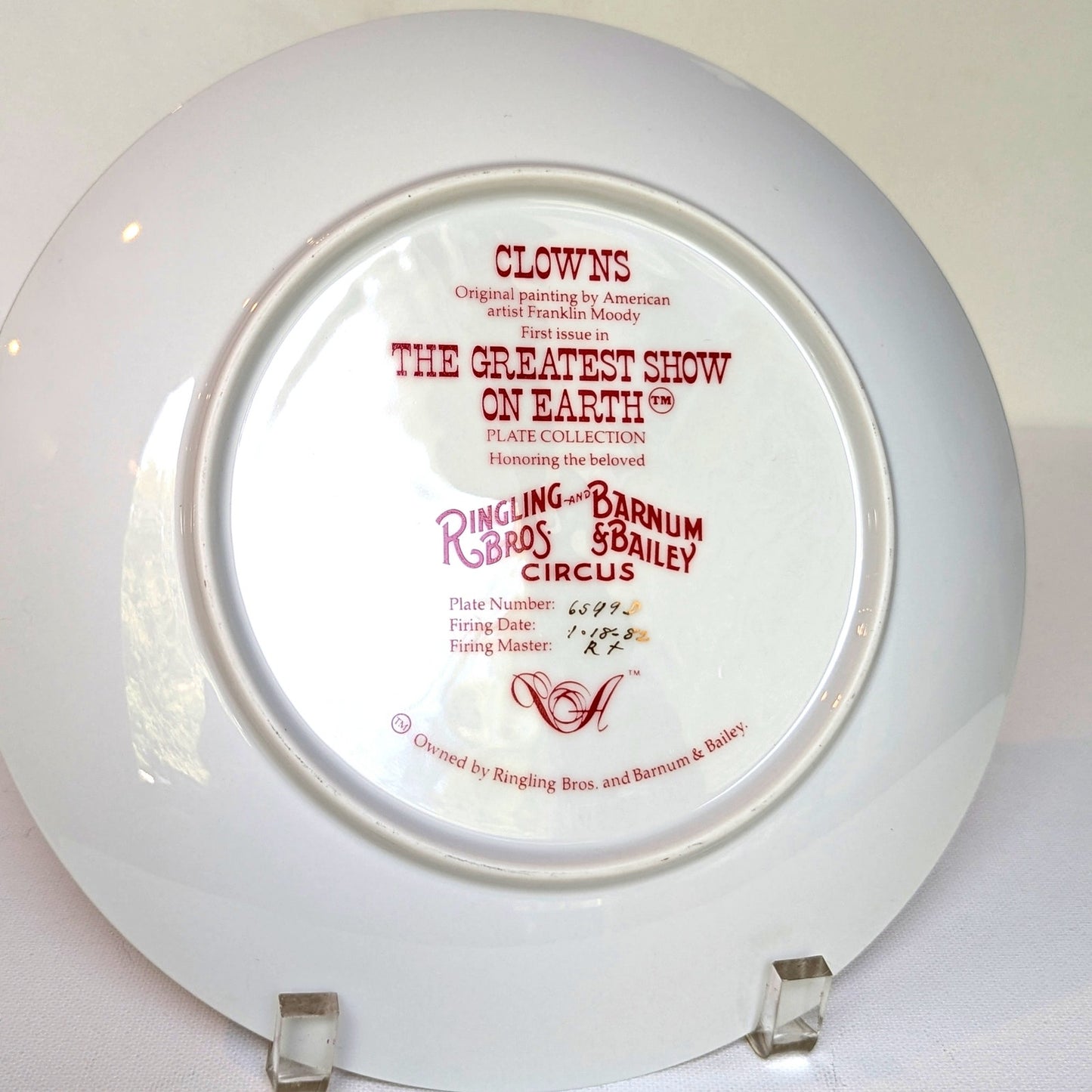 1982 Ringling Bros. Clowns Collectors Plate