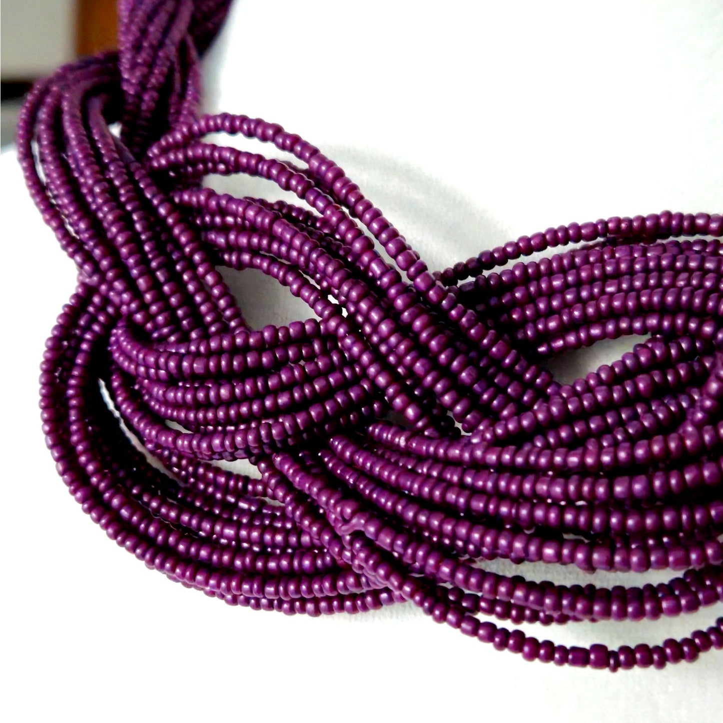 Vintage Y2K Multi-Strand Purple Seed Bead Braided Statement Necklace