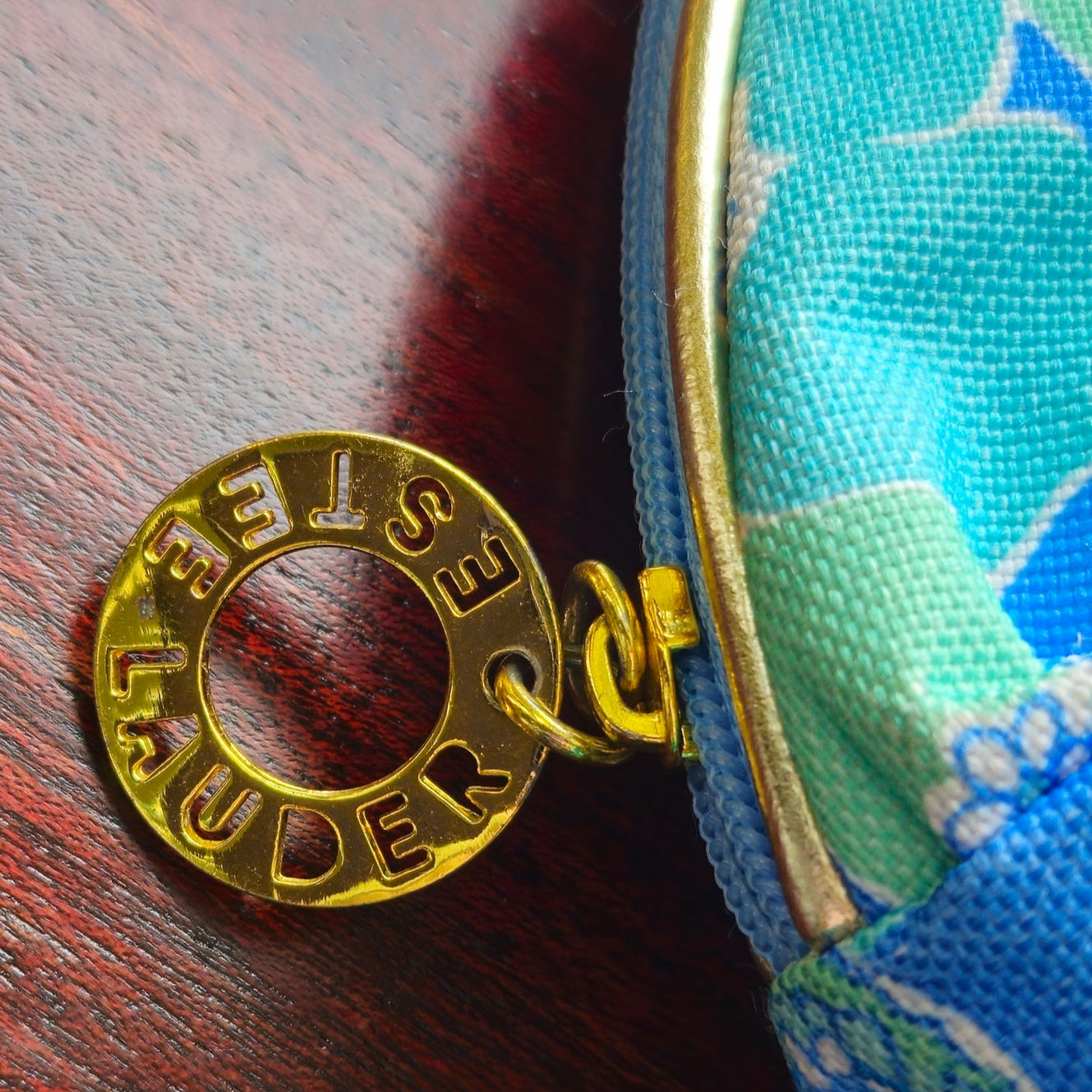 Vintage Lilly Pulitzer x Estée Lauder Makeup Bag | Y2K 2000s Turquoise Butterfly