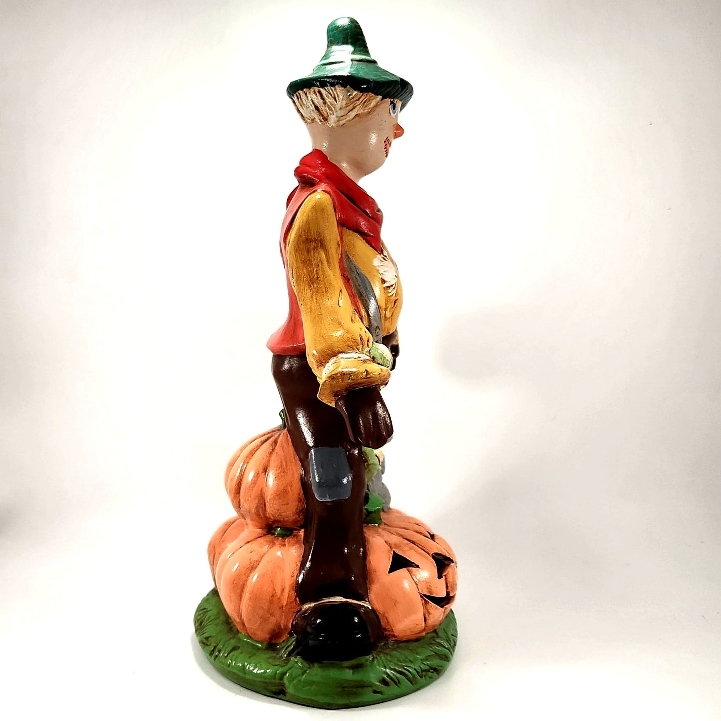 1970s Ceramic Halloween Scarecrow & Pumpkin Luminary