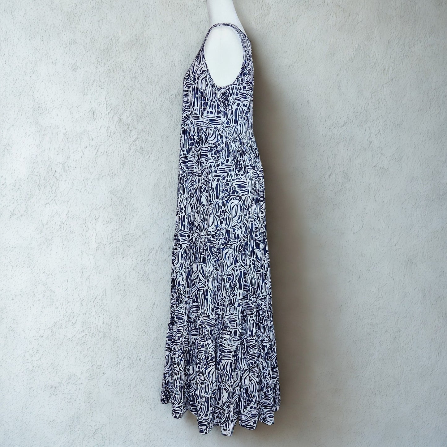 Tyler Böe Blue & White Seashell Print Rachel Maxi Dress Women's Small