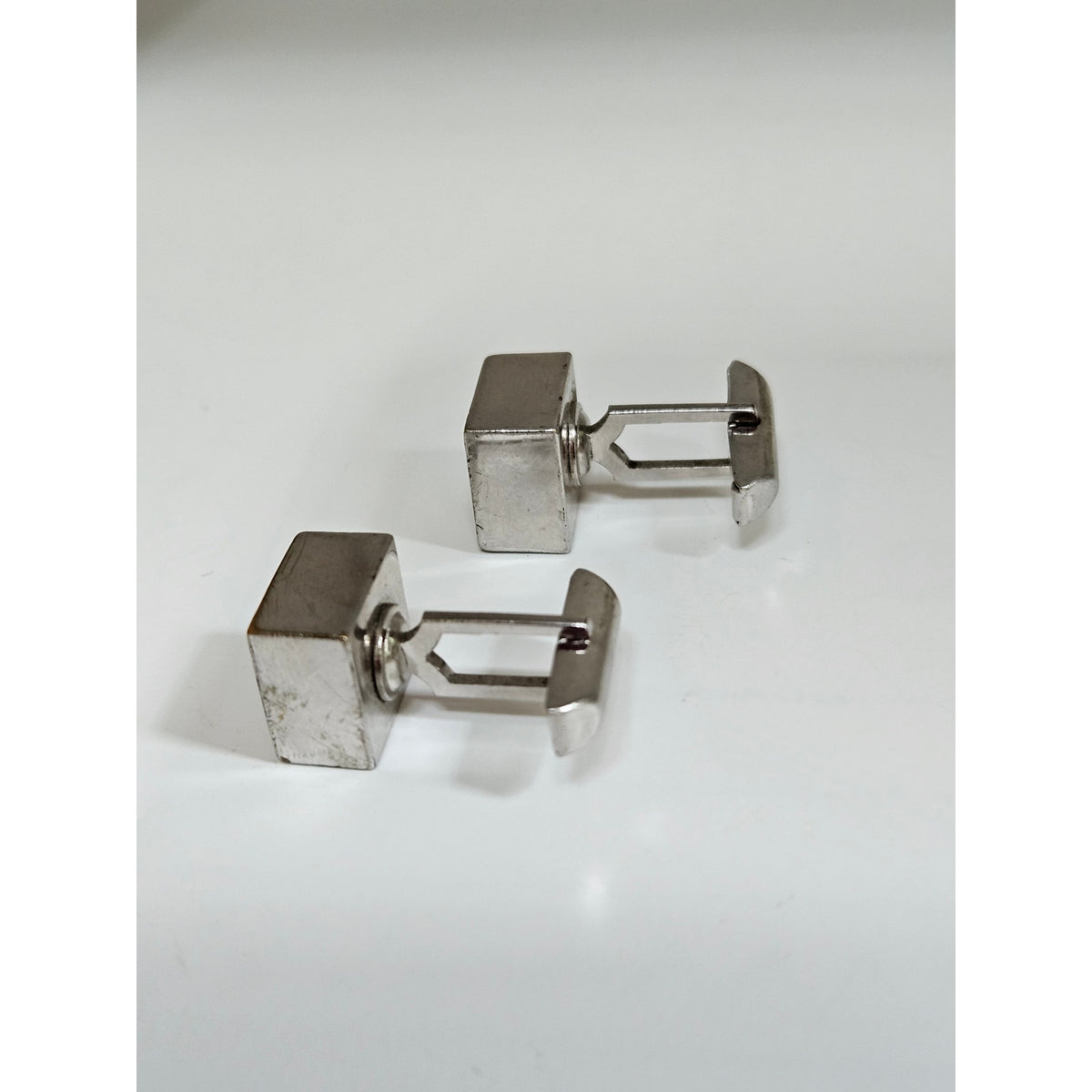MCM Silver Tone & Rhinestone Cube Cufflinks