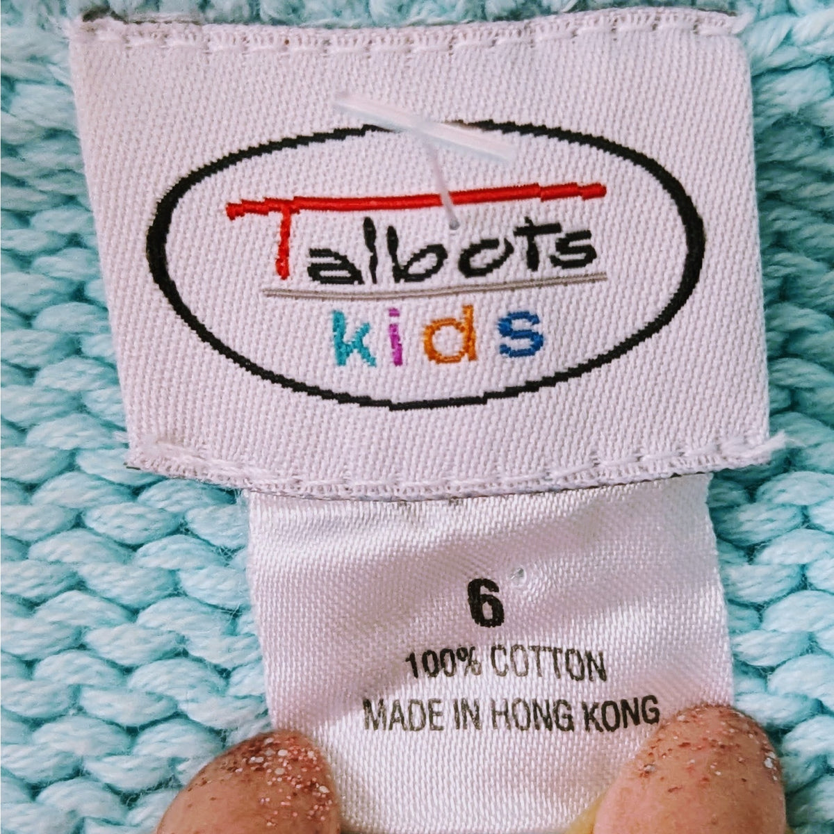 Vintage Talbots Kids Knit Cardigan | Girls 6 | 1990s Turquoise Polka Dots