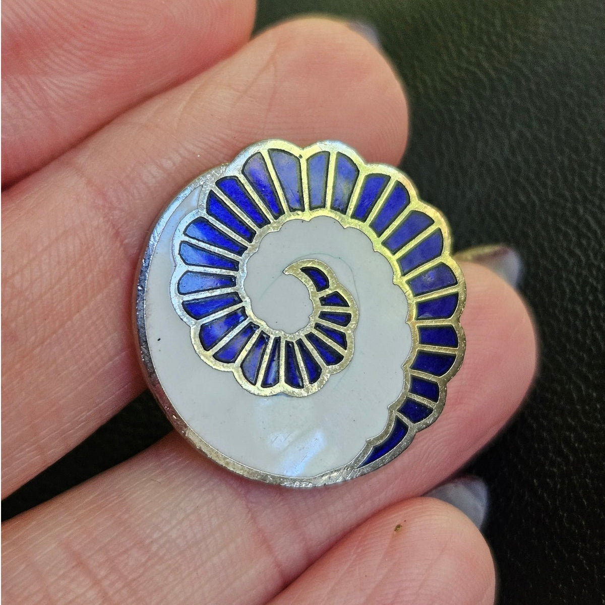 MCM Japanese Blue & White Enamel Spiral Cufflinks