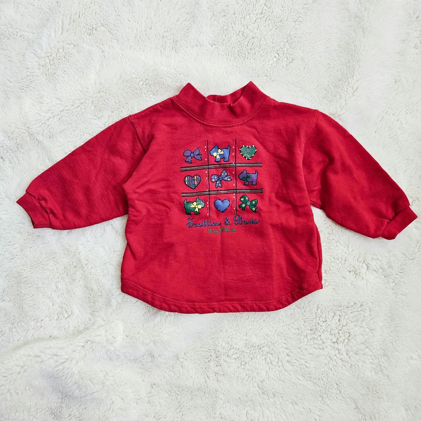 Vintage 1990s Baby OshKosh B’Gosh Scotties & Bows Red Sweatshirt | Toddler 18M