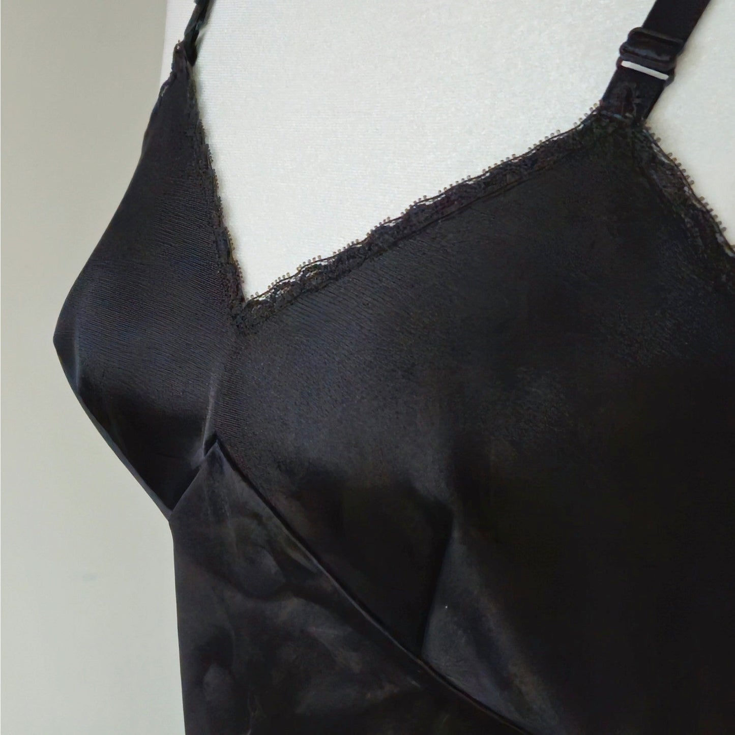 Vintage Black Nylon Camisole | 1970s Sears “The Doesn’t Slip” | Size 34