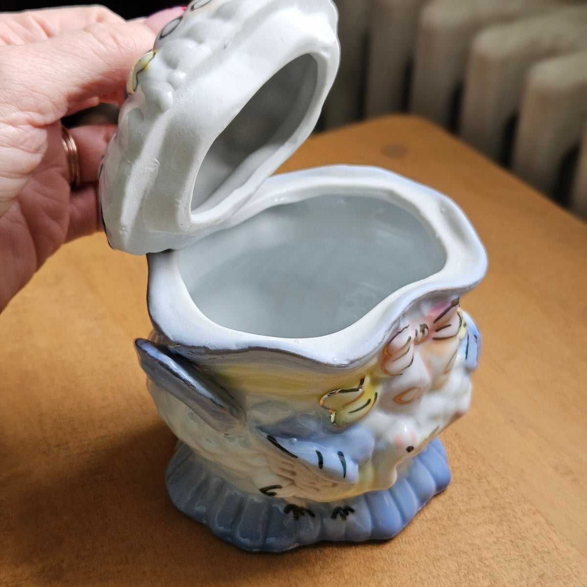 1970s Porcelain Crane Trinket Box