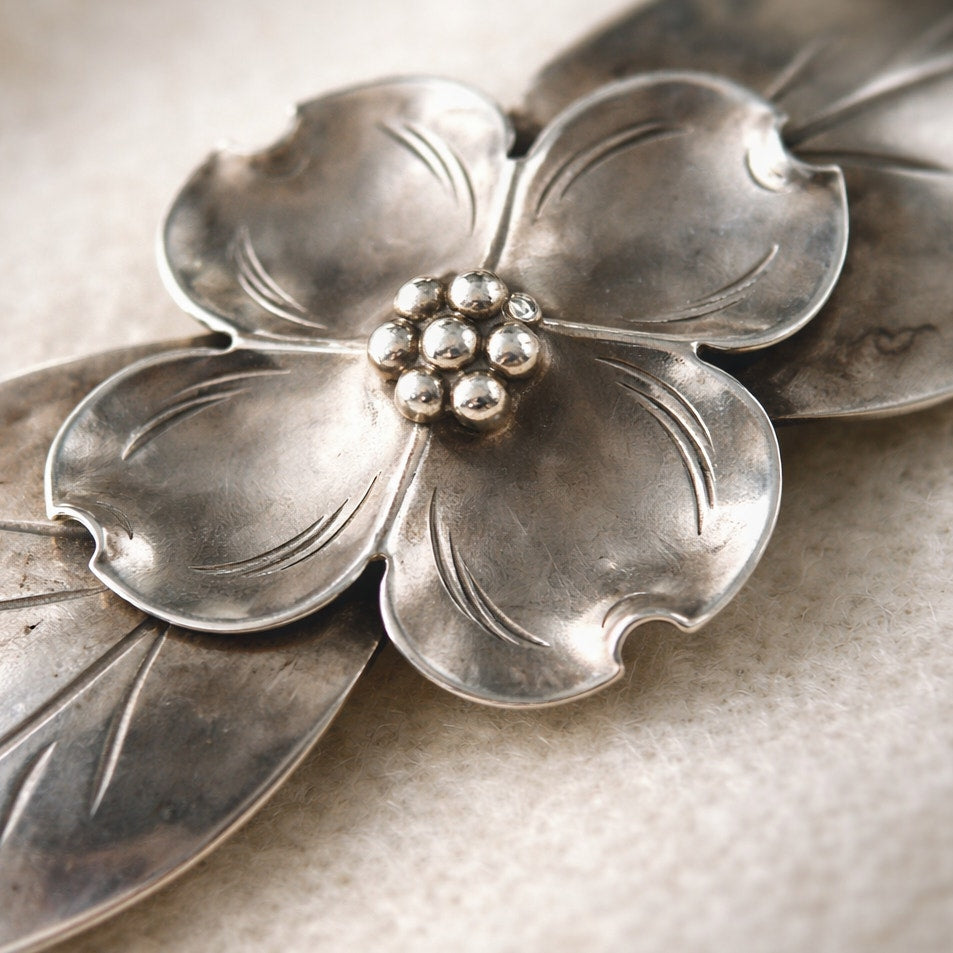 1940s Stuart Nye Sterling Silver Dogwood Brooch