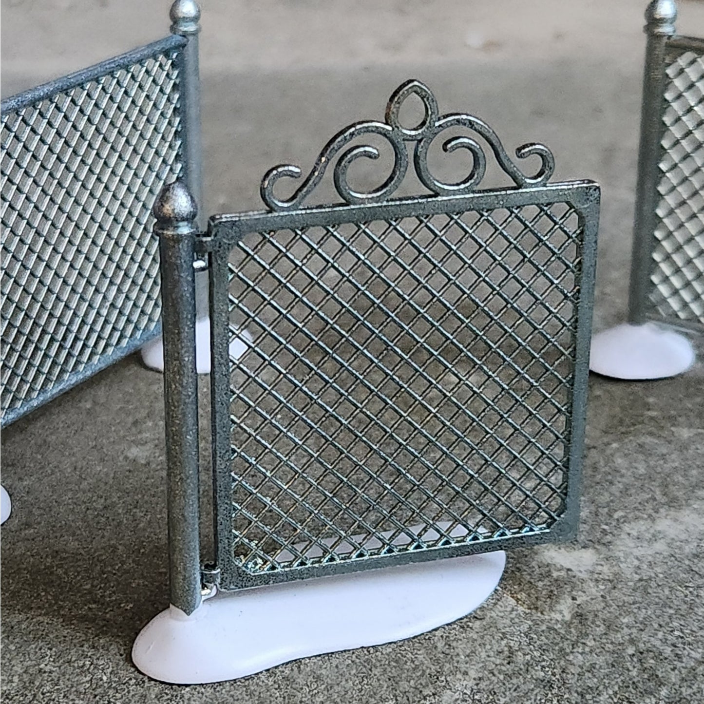 Vintage Department 56 Chain Link Fence With Gate | Set of 3 Metal Accessories