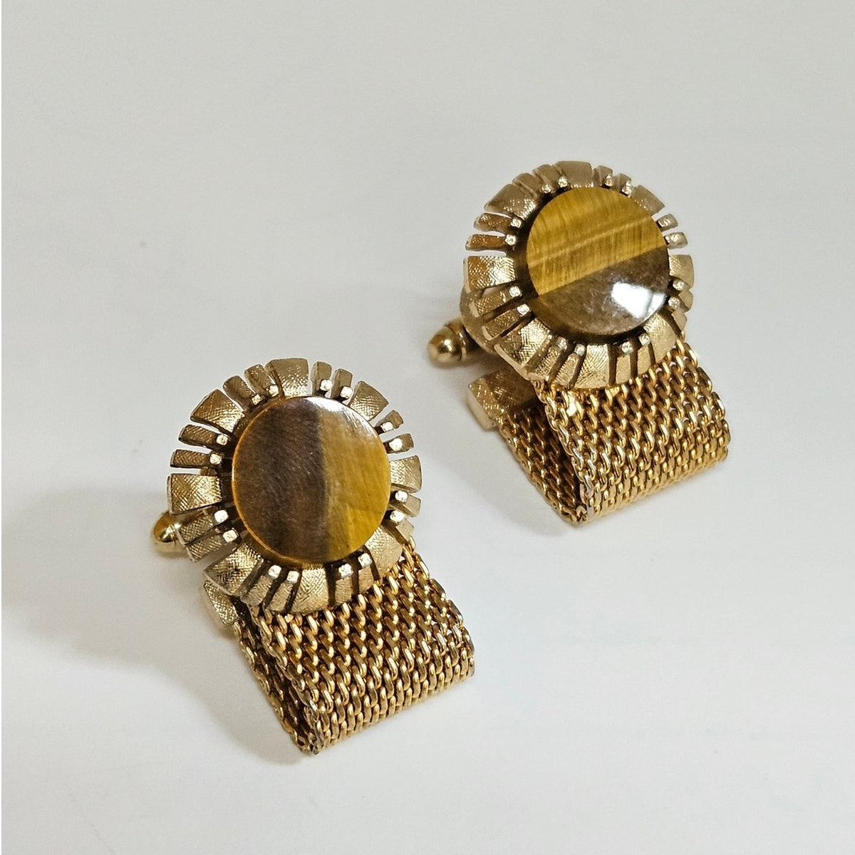 MCM Dante Tiger Eye Mesh Wrap Cufflinks
