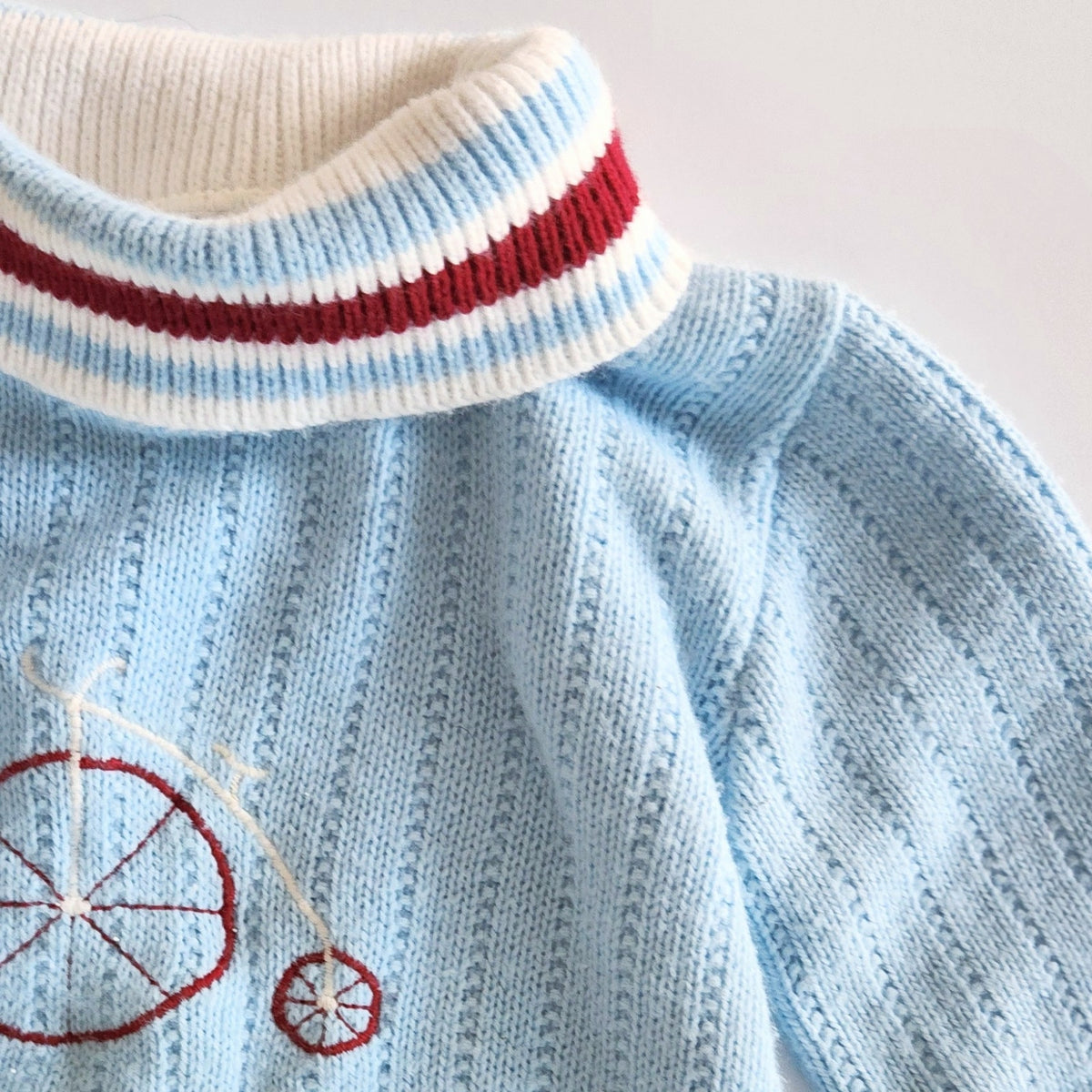 Vintage Doe-Spun Penny Farthing Blue Burgundy Toddler Sweater | 1970s Boys 2T