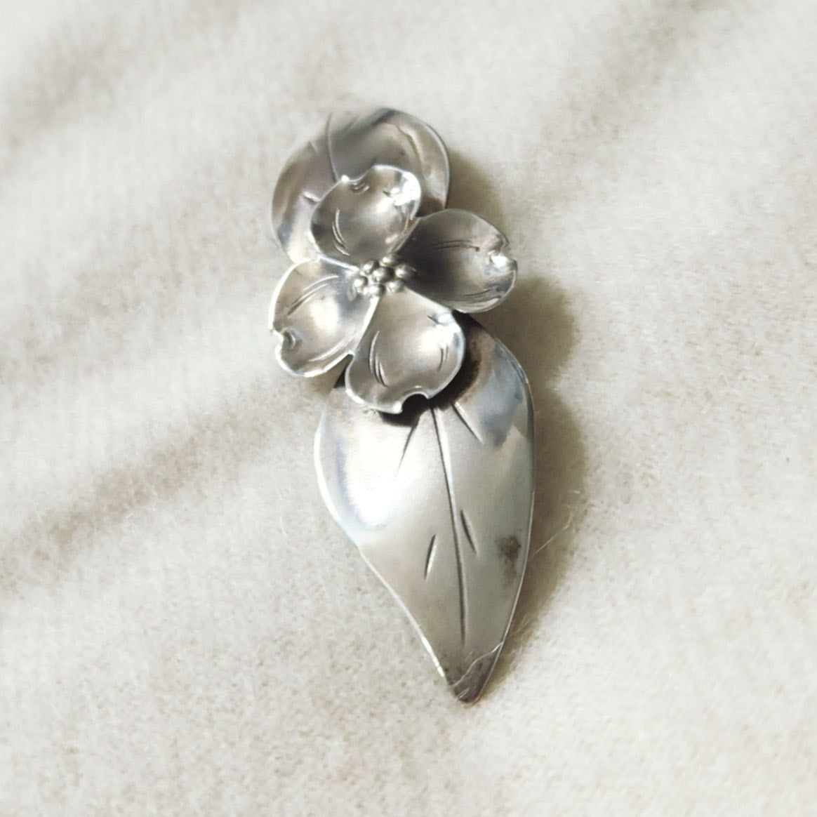 1940s Stuart Nye Sterling Silver Dogwood Brooch