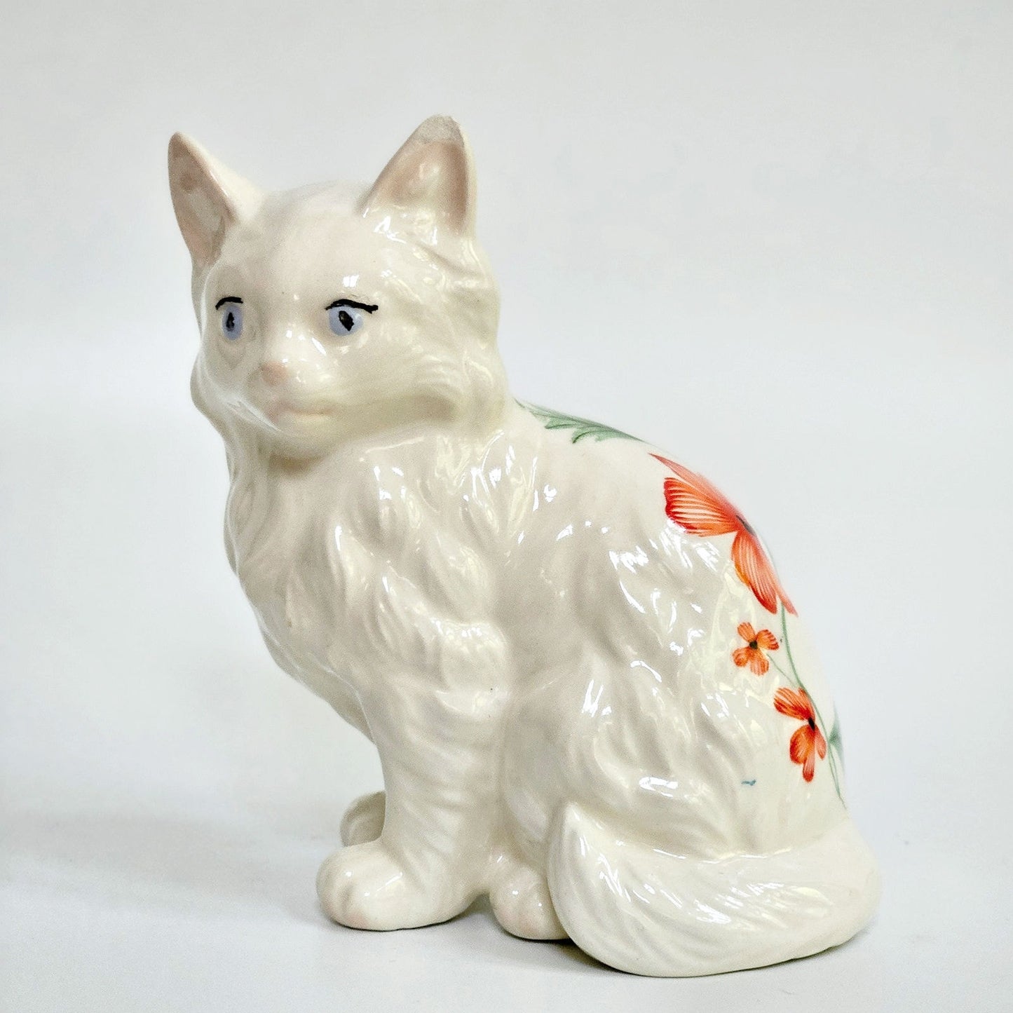 1970s White Longhair Cat Figurine