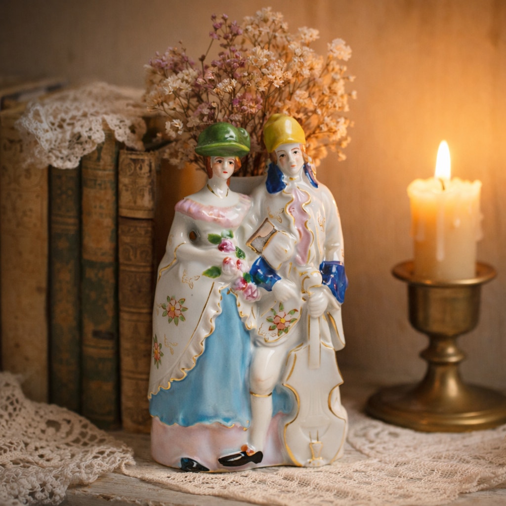 Antique Japanese Figural Porcelain Wall Pocket Vase