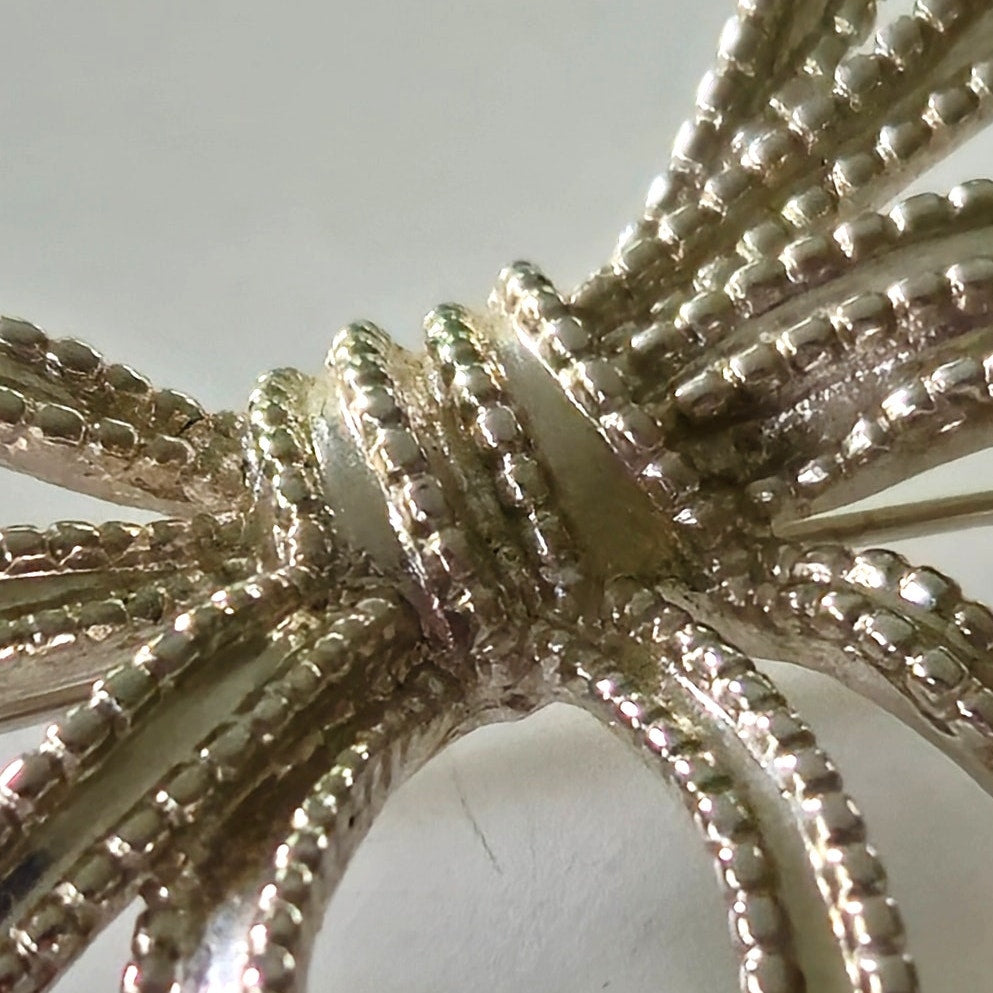 1950s Trifari Silver Tone Ribbon Bow Brooch
