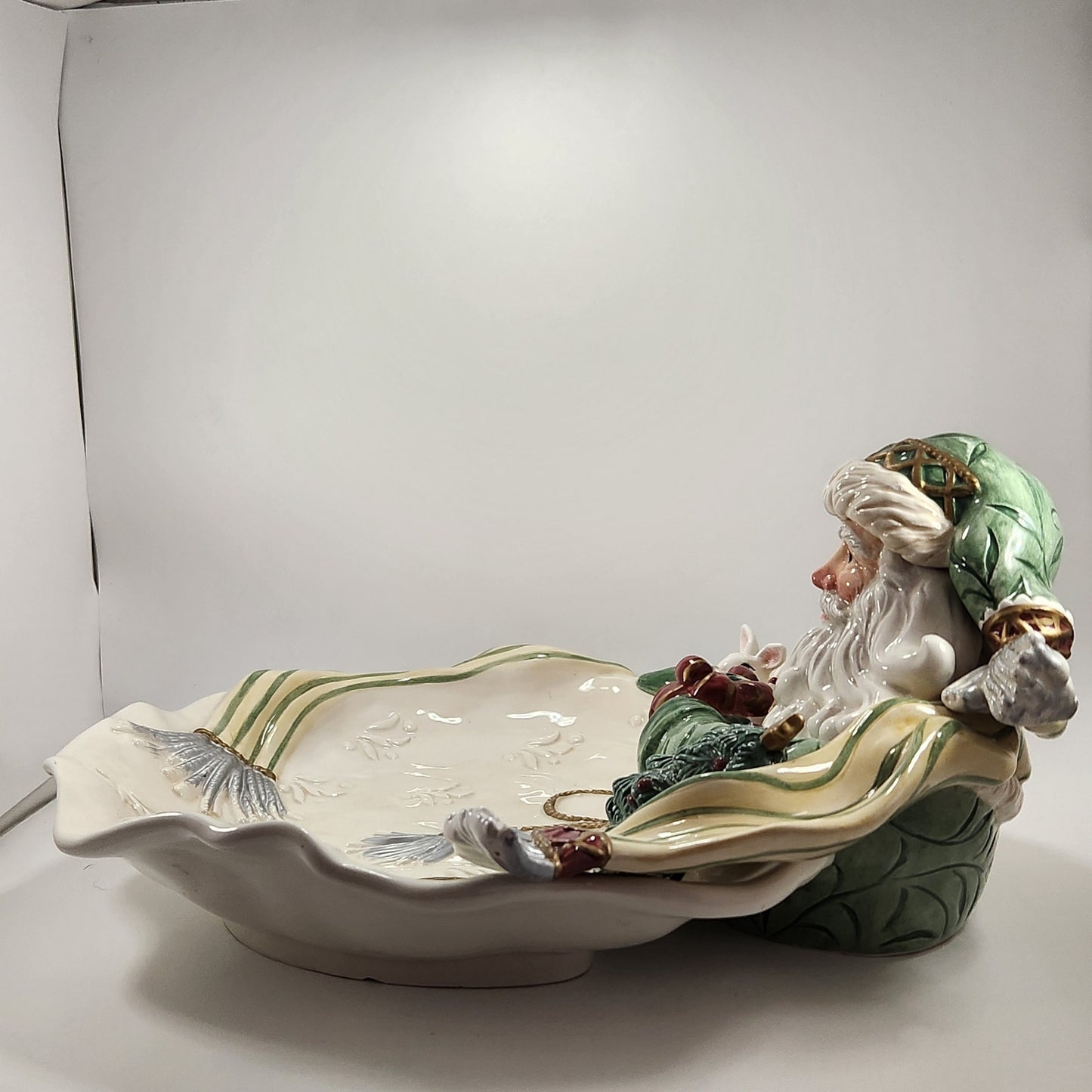 Fitz & Floyd Classics Santa Serving Bowl | Vintage 1990s Holidays Centerpiece