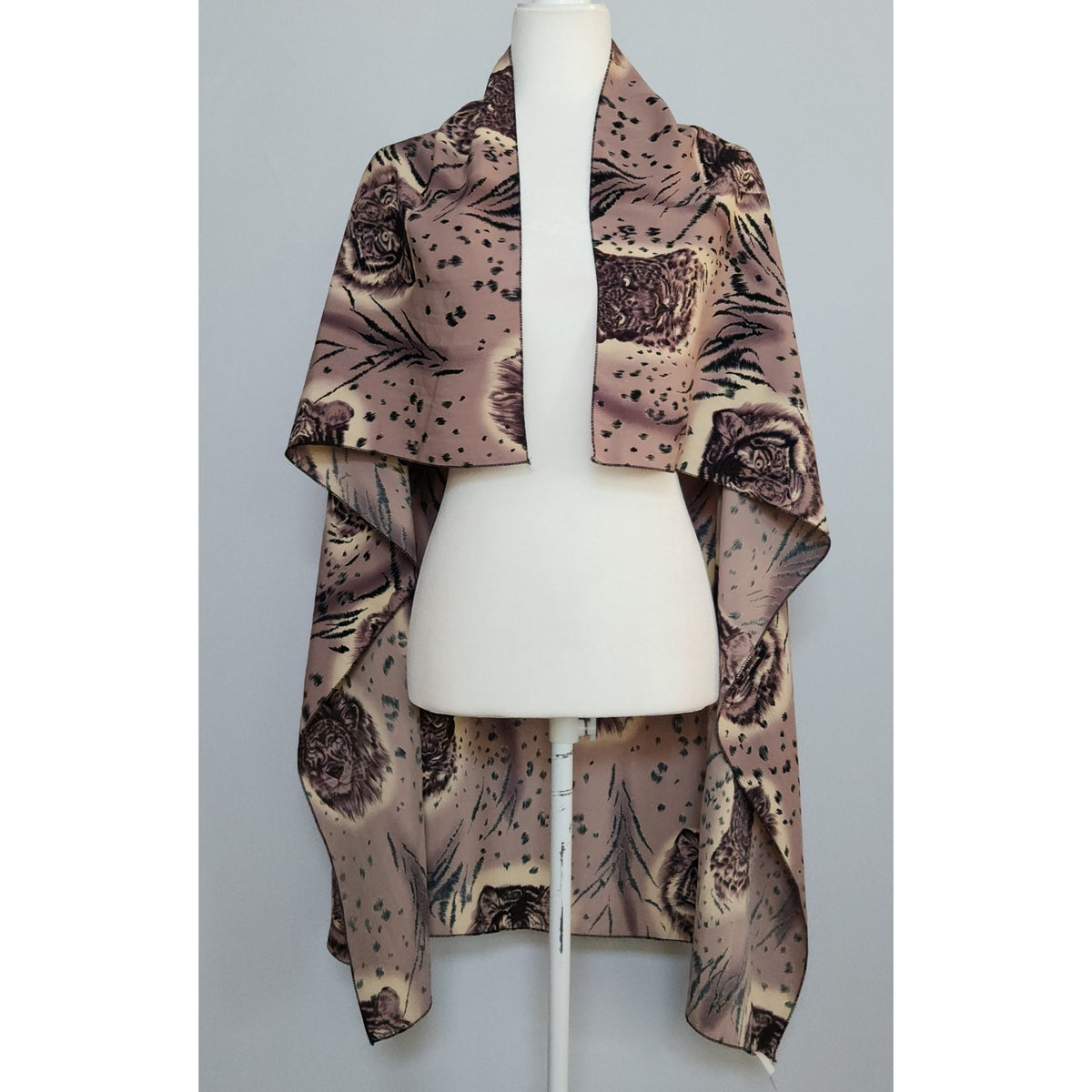 1980s Large Silky Mauve Animal Print Scarf