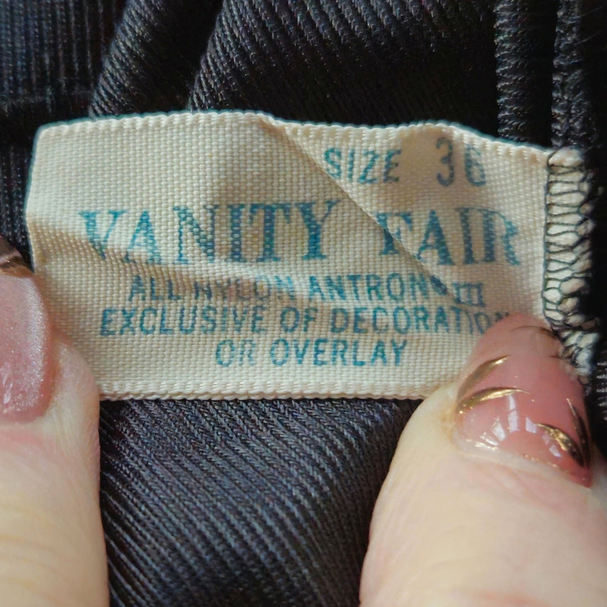 Vintage Mid-Century Vanity Fair Black Nylon Lace Camisole | Women's 36