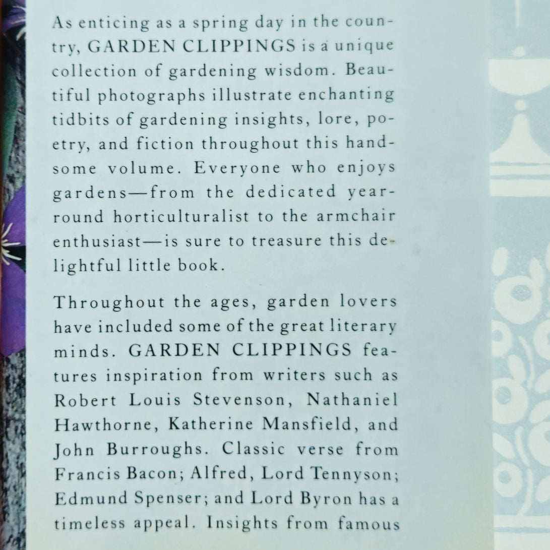 Vintage 1991 "Garden Clippings" Hardcover Book | Literary Garden Quotes