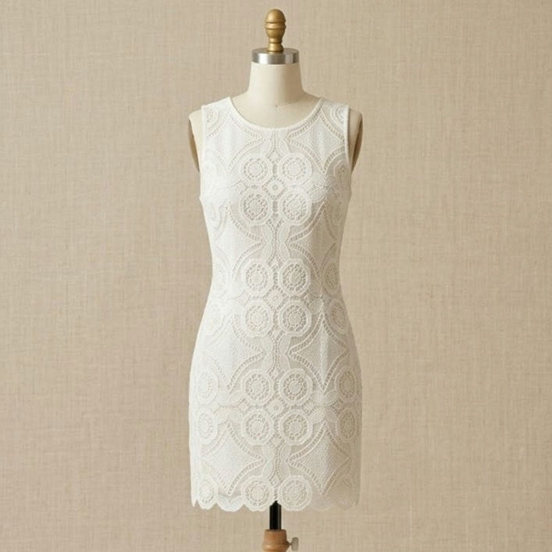 Laundry by Shelli Segal White Geometric Lace Mini Dress | Women's 6