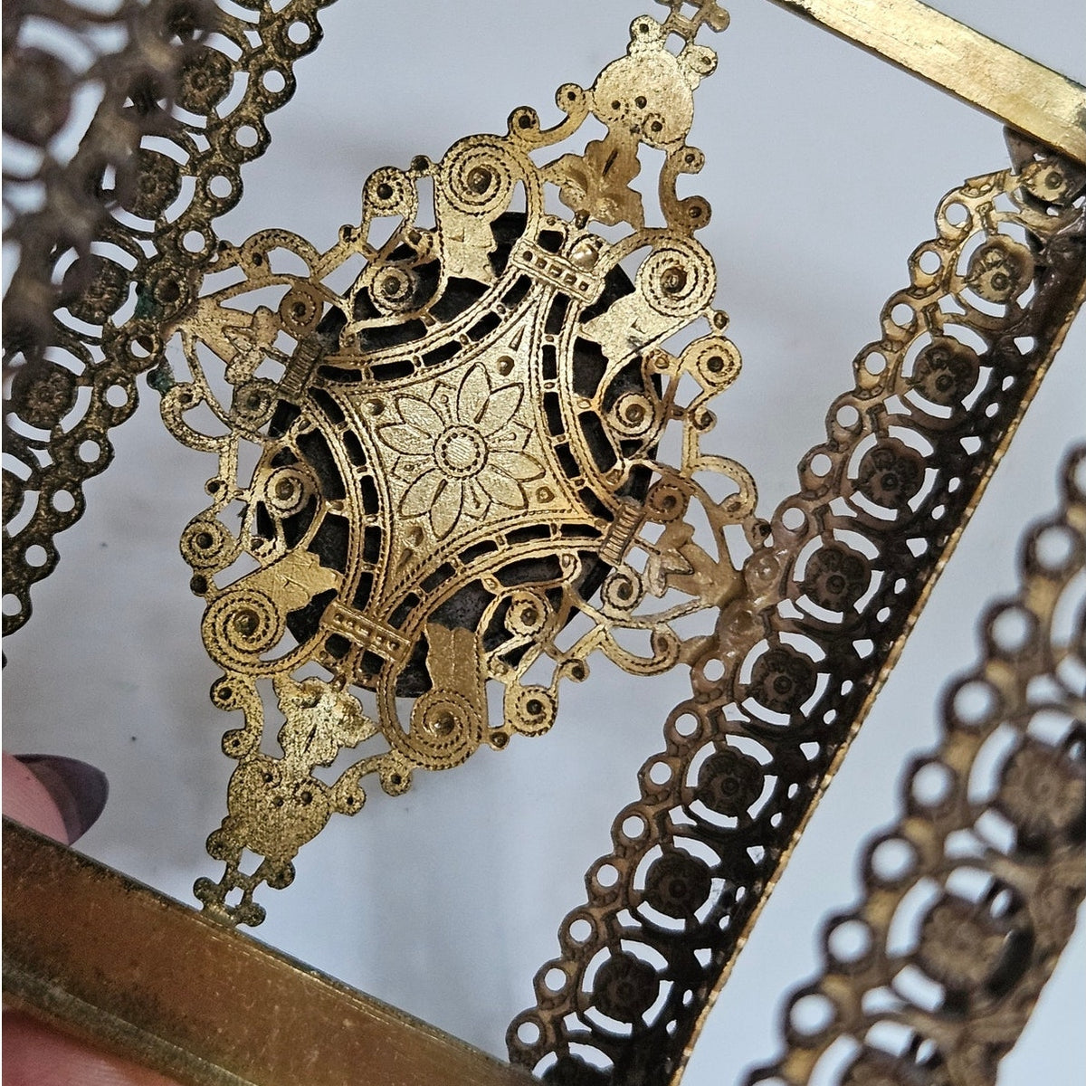 1950s Gold Gilt Filigree Perfume Bottle