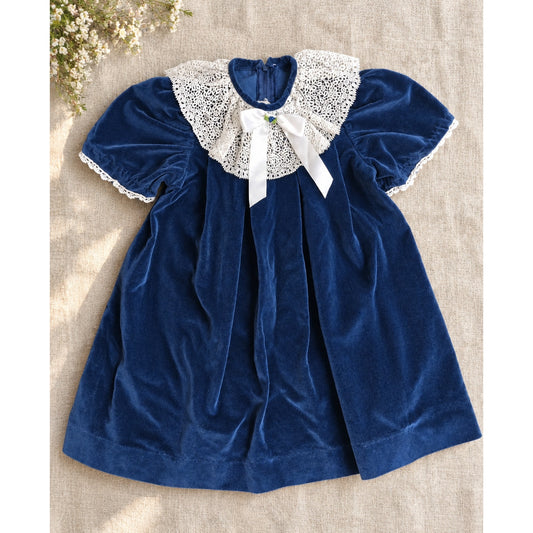 1980s Good Lad Navy Velvet Dress | Girls 6