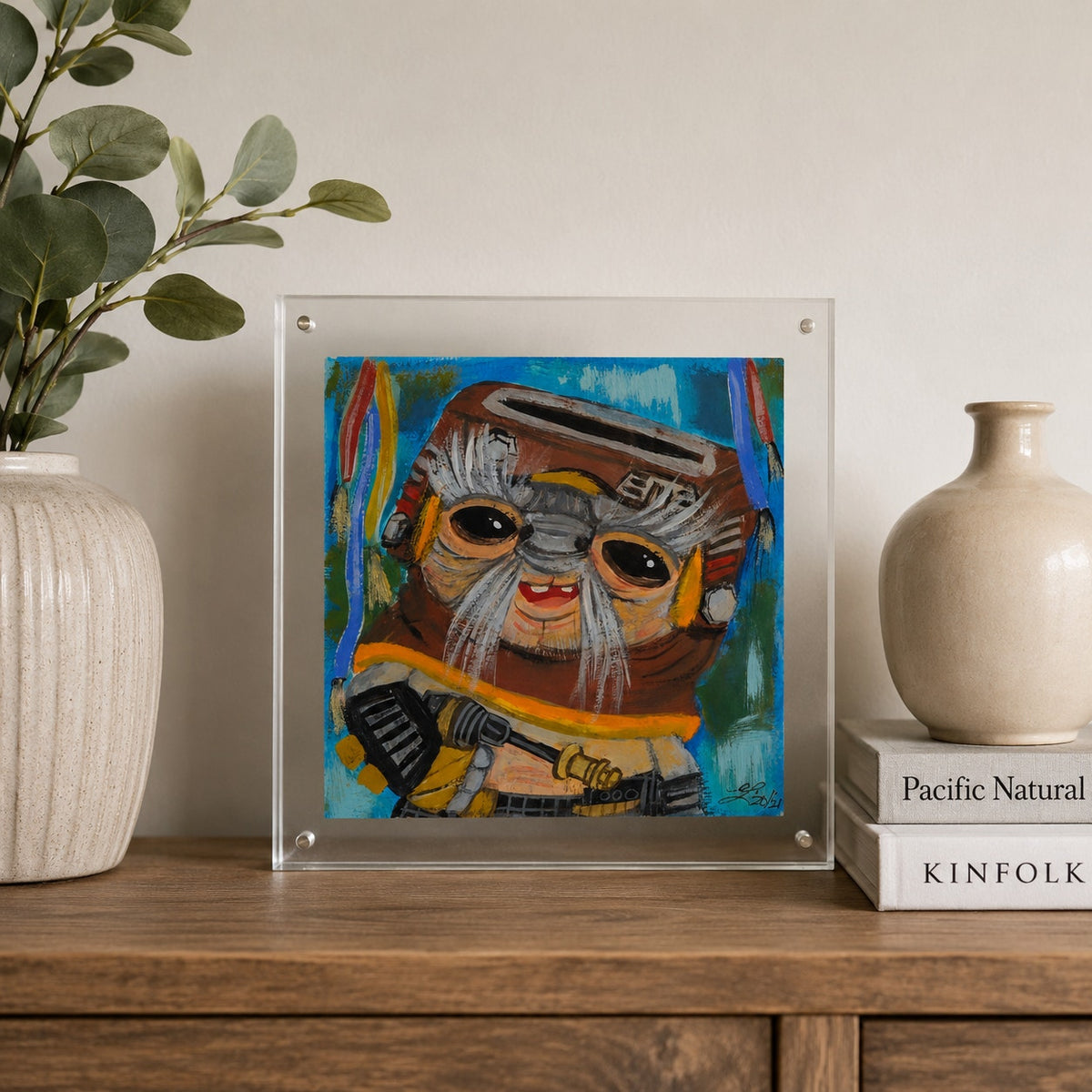 Original Star Wars Babu Frik Framed Painting