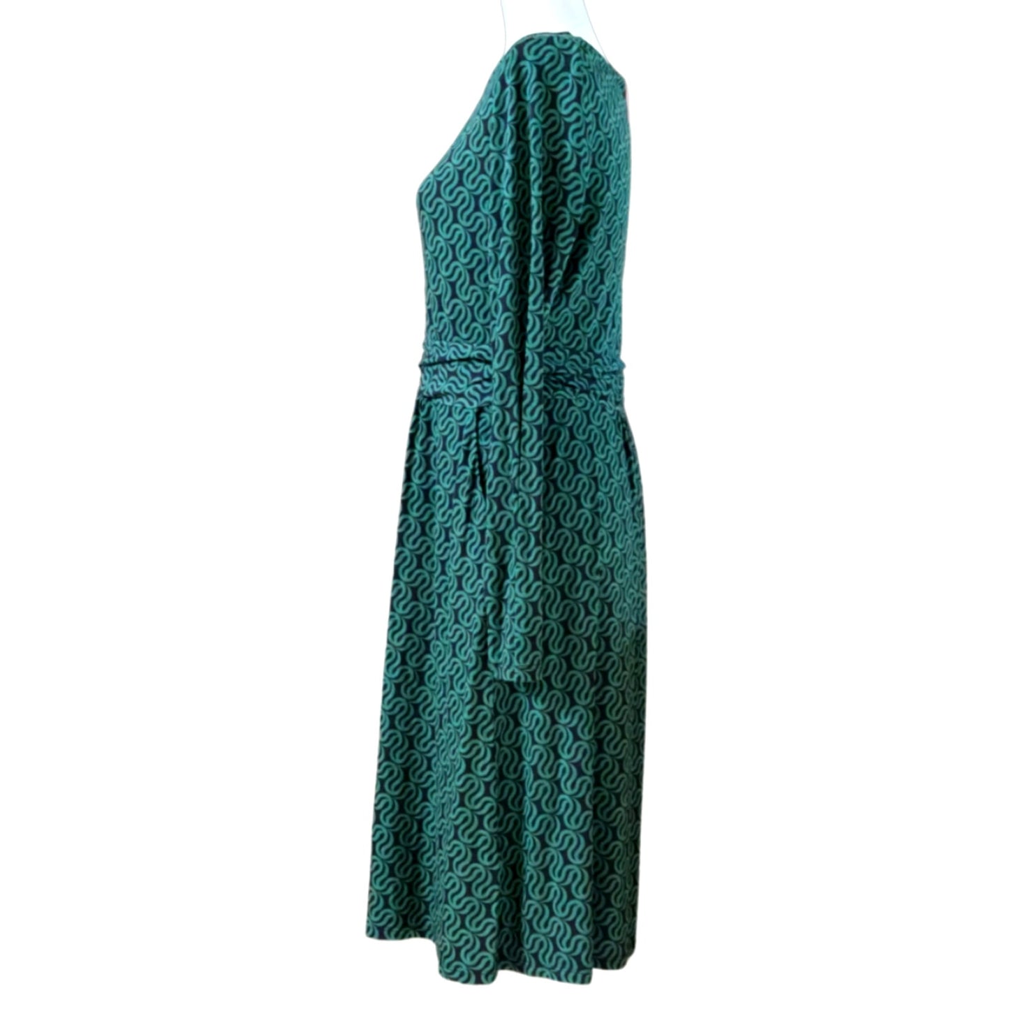 Abigail Long Sleeve Green Geo Jersey Dress | NWT | Women's US 8 UK 12