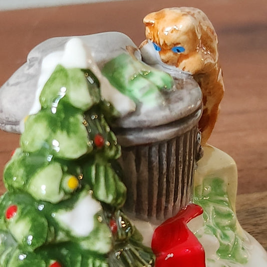1988 Dept 56 Snow Village Christmas Cat and Dog Set