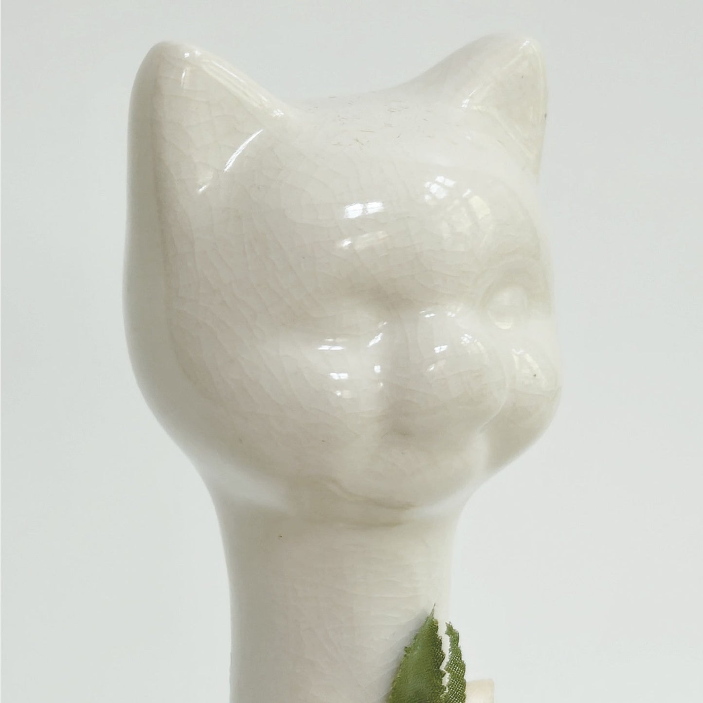 Mid-Century White Ceramic Cat Figurine