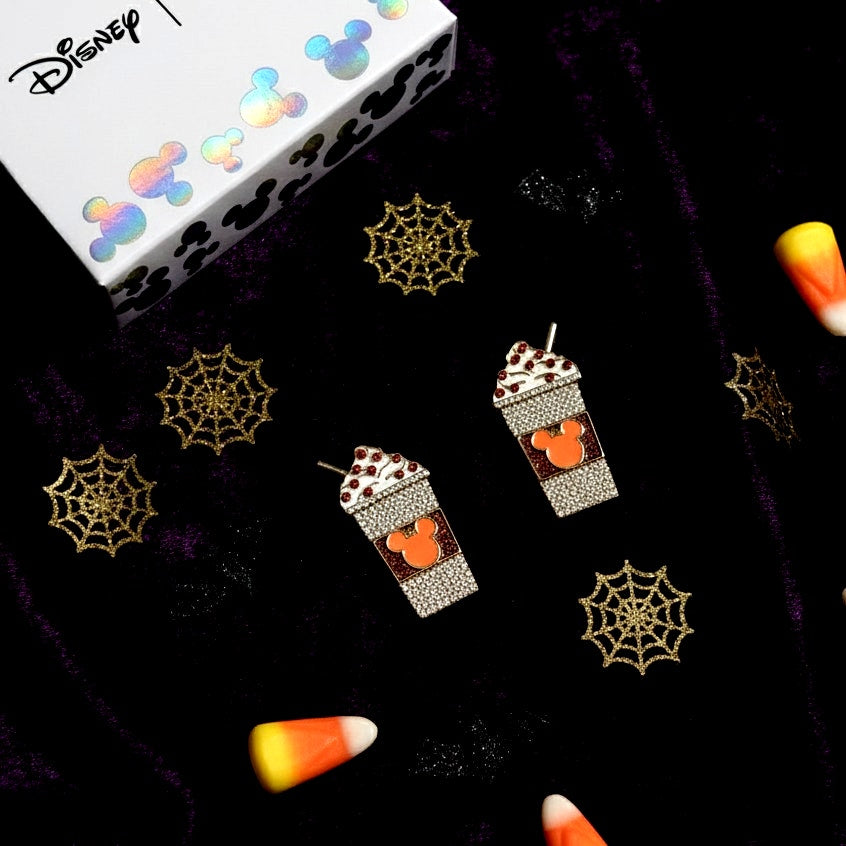 ✨ Disney x BaubleBar Pumpkin Spice Latte Earrings – Mickey Mouse Halloween Fall Jewelry – NIB
