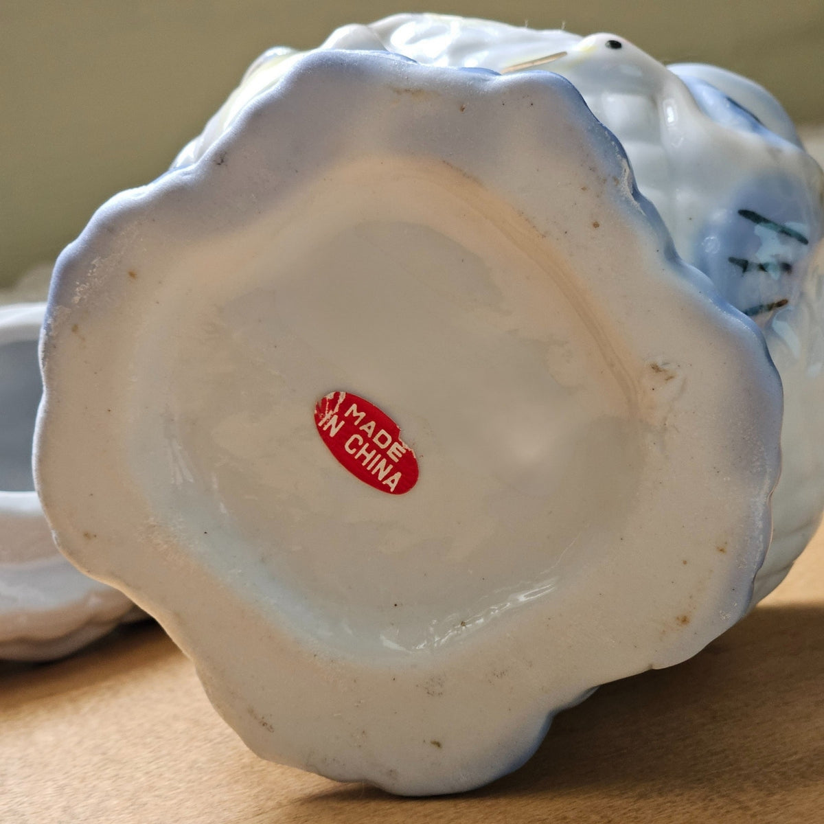1970s Porcelain Crane Trinket Box