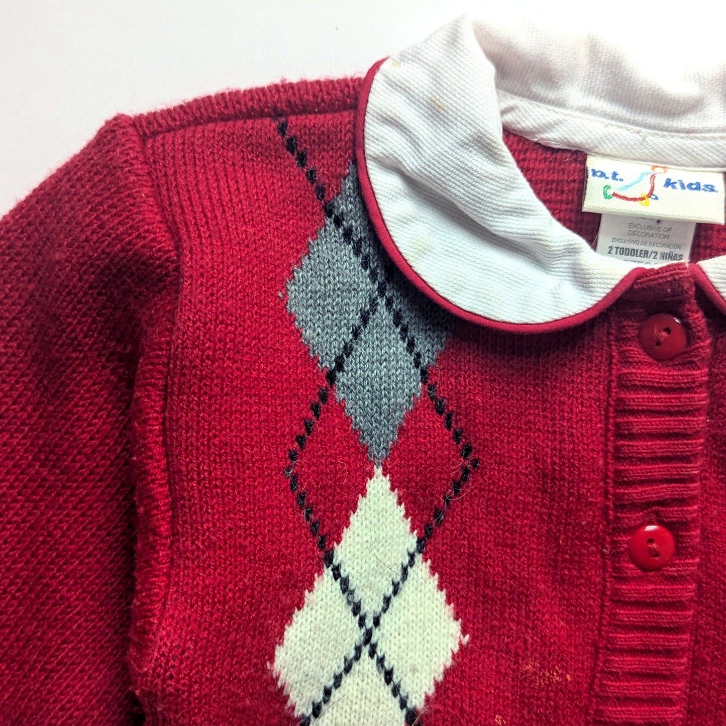 Vintage 1990s Toddler Girls Red Scottie Dog Sweater Cardigan B.T. Kids 2T