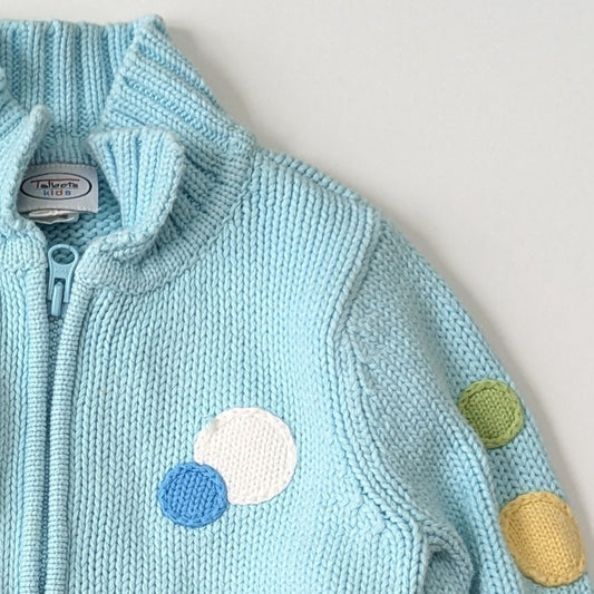 Vintage Talbots Kids Knit Cardigan | Girls 6 | 1990s Turquoise Polka Dots