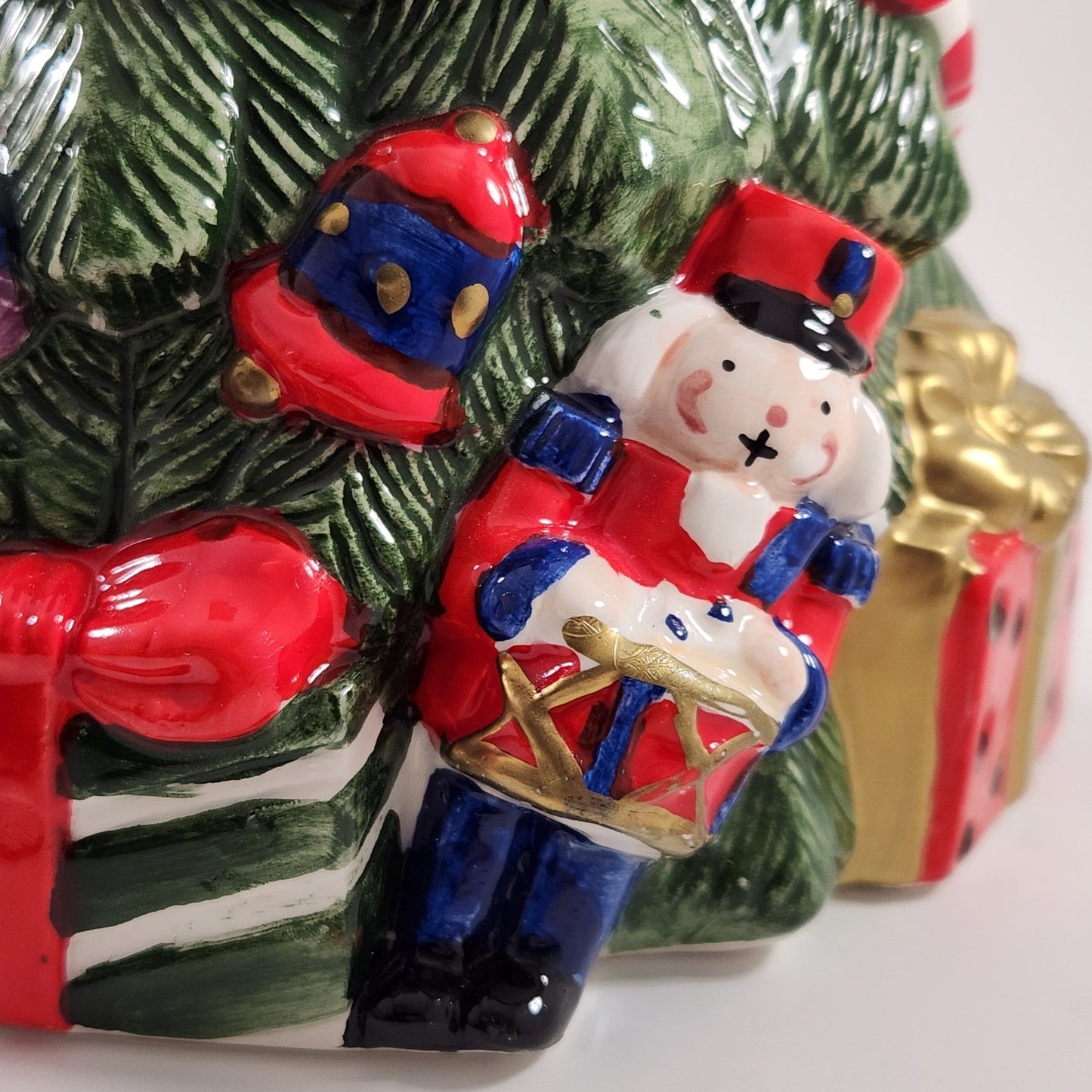 Vintage Fitz and Floyd Christmas Tree and Toys Pitcher with Candy Cane Handle