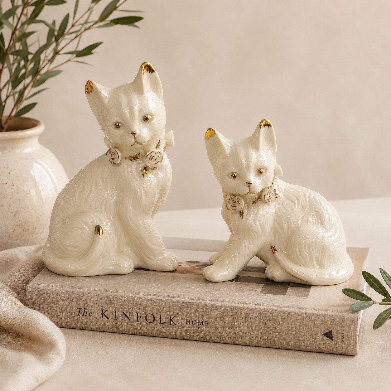 1980s Formalities by Baum Brothers Ivory Cat Figurines Pair