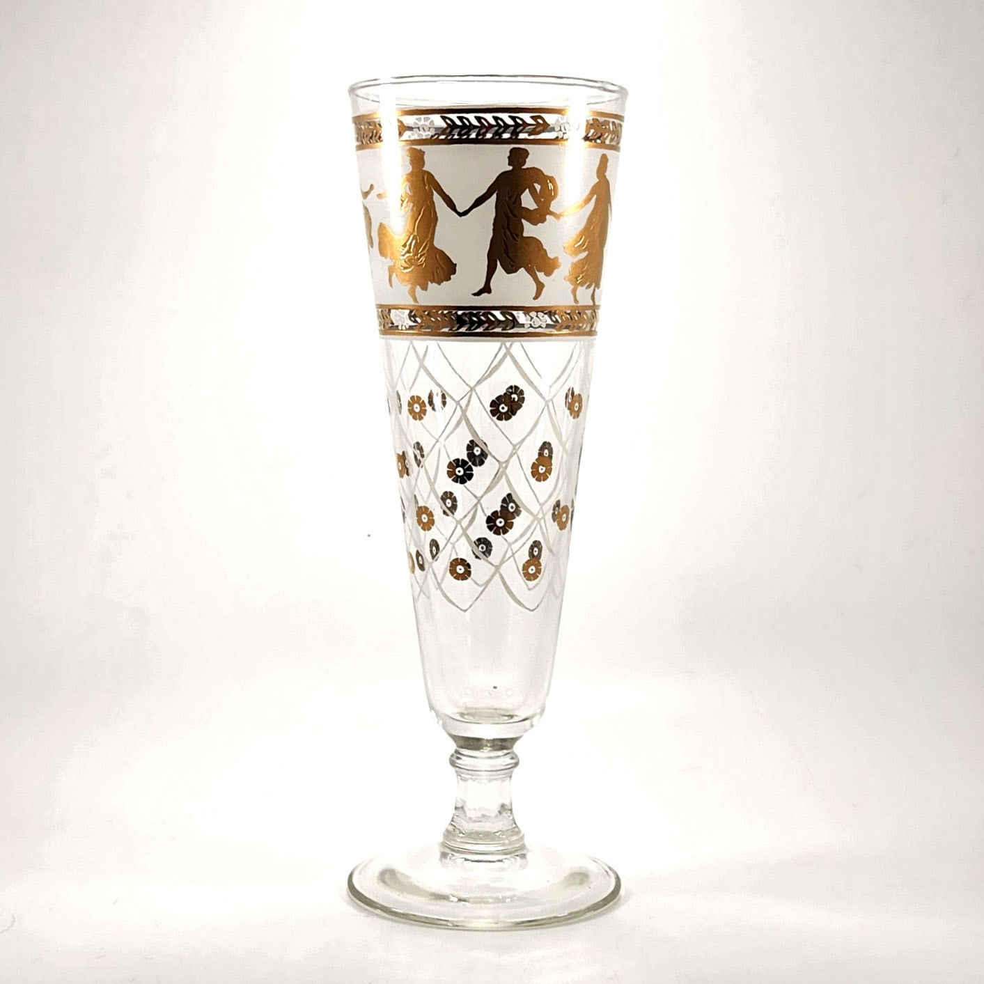 Set of 4 MCM Aldon Greek Goddess Pilsner Glasses