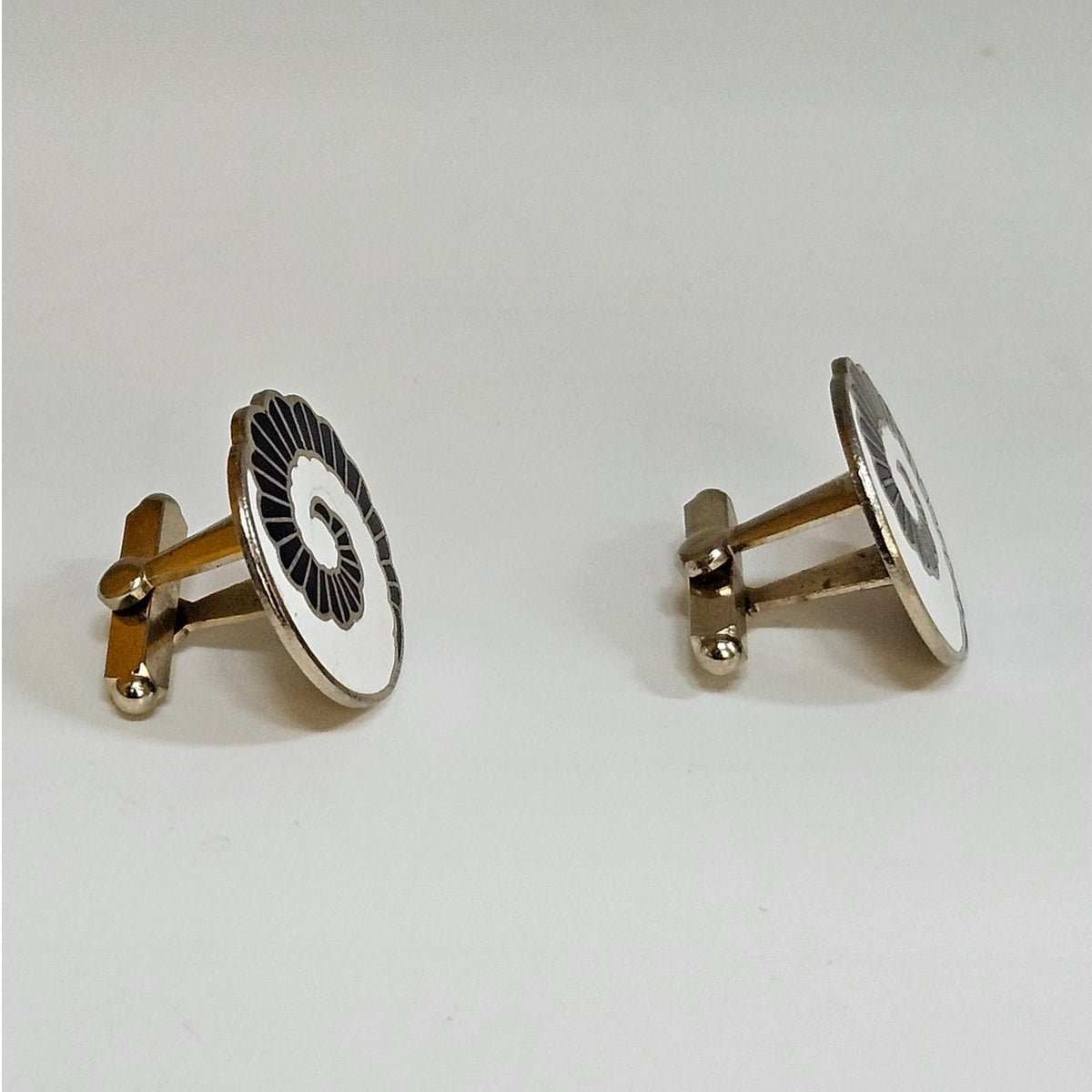 MCM Japanese Blue & White Enamel Spiral Cufflinks