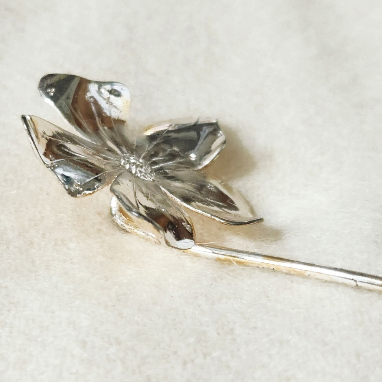 Vintage Italian .800 Silver Periwinkle Stem | Mid-Century Naturalistic Botanical