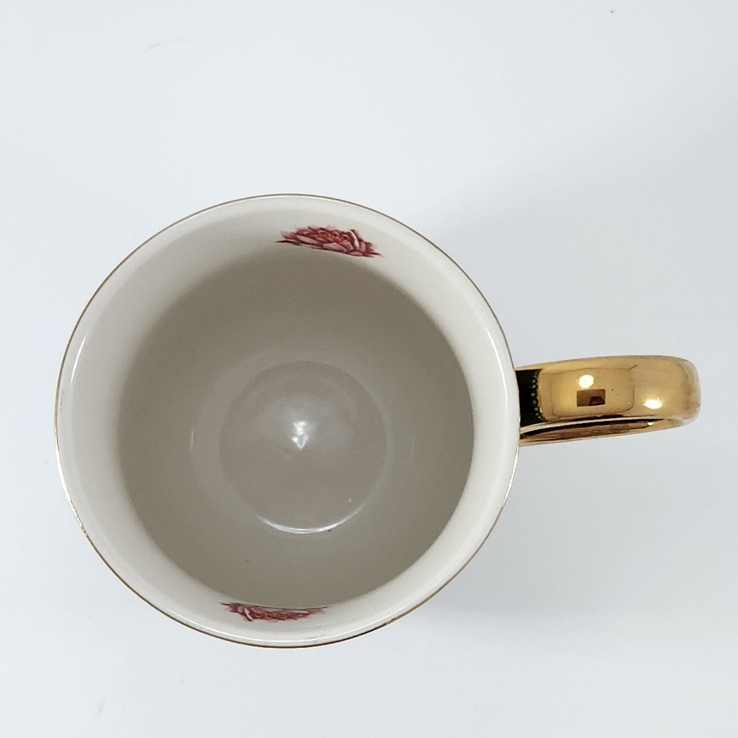 Anthropologie Lou Rota Monogram Mug “W” Green Floral Lotus Design w/ Gold Handle | Home