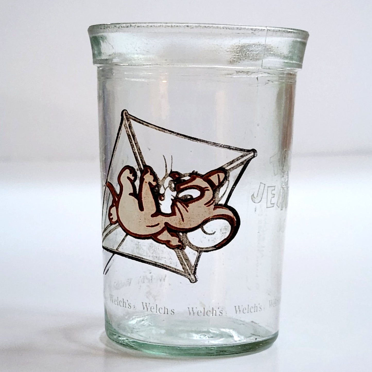 Vintage 1990 Welch’s Jelly Glass – Tom & Jerry Kids Cartoon Collectible – Retro Cup