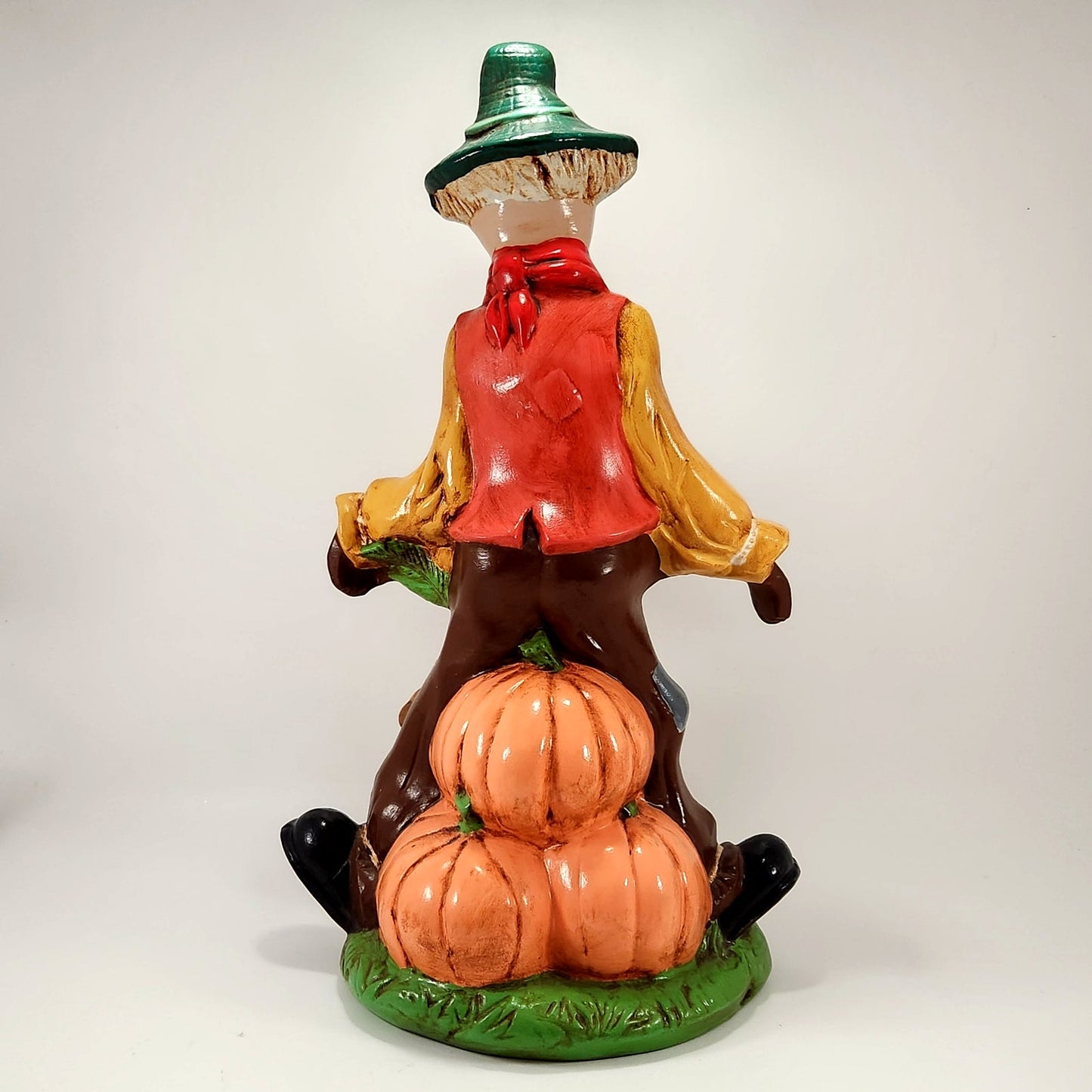 1970s Ceramic Halloween Scarecrow & Pumpkin Luminary