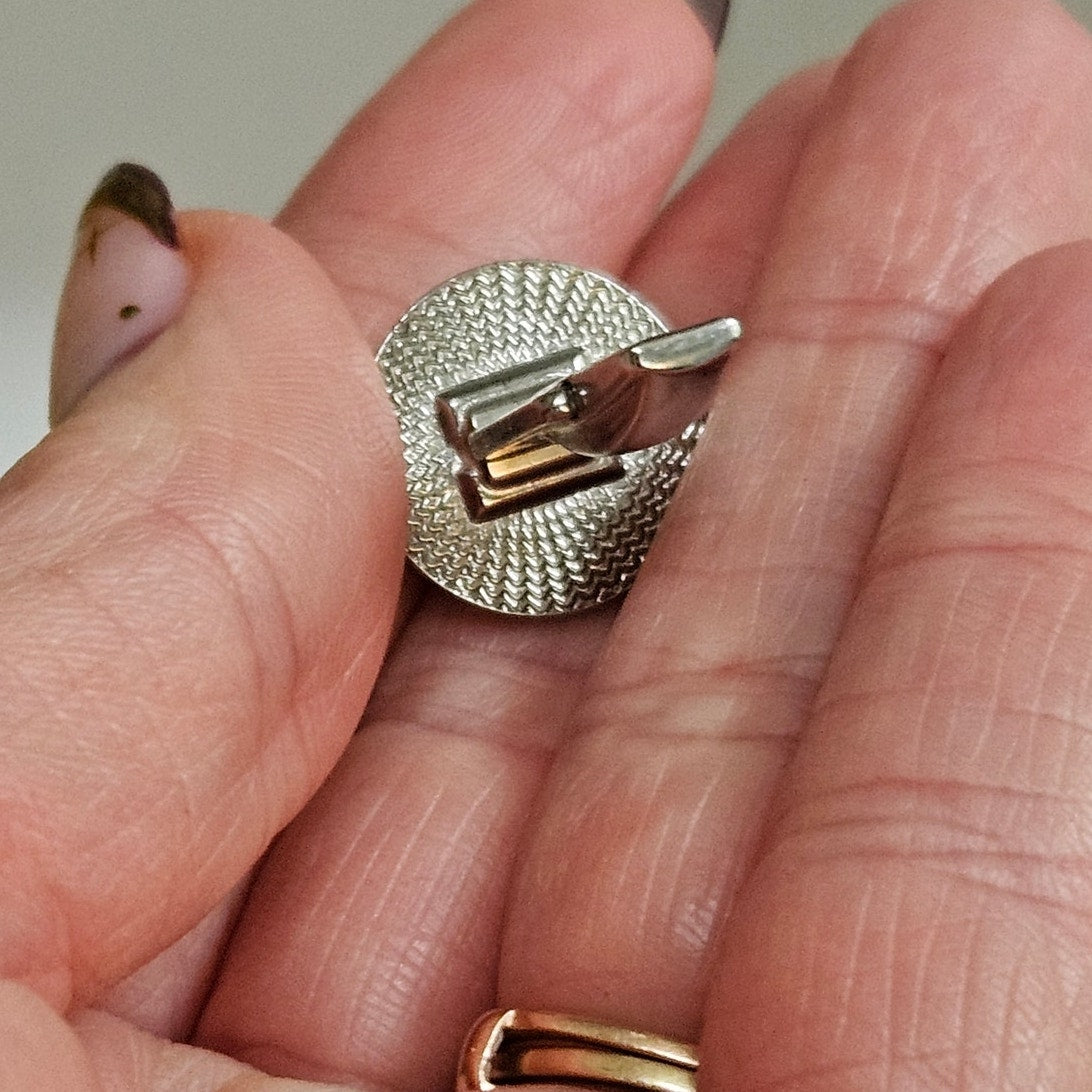 Vintage MCM Gray Mother of Pearl Cufflinks | Silver Tone Round Quiet Luxury