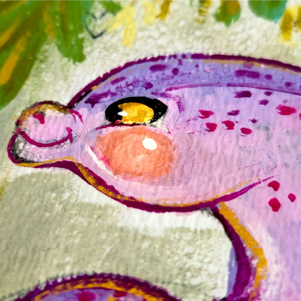 Original Framed Purple Kawaii Dinosaur Art